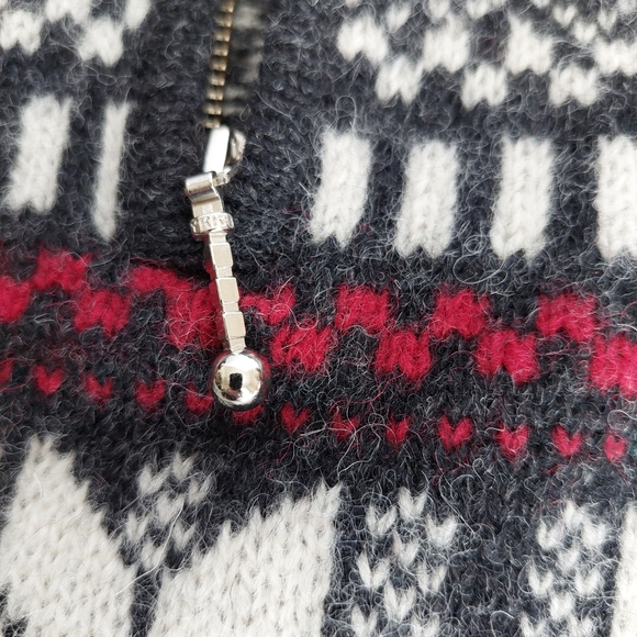 VTG 100% Wool SZ Med 1/4 Zip Nordic Winter Snowflake Ski Y2K Squaw Valley - Picture 8 of 16